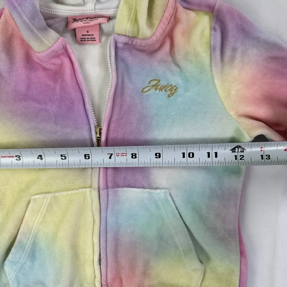 Juicy Couture Kid's Velour Track Jacket 5 Multi‎ Tie Dye Design 2 Front Pockets